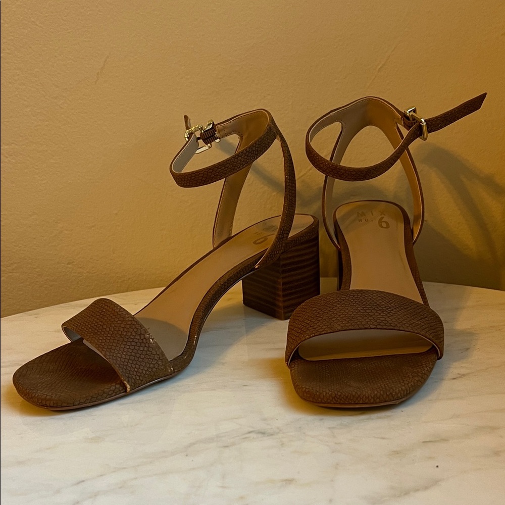 Mix No. 6 Brown Block Heel Sandals